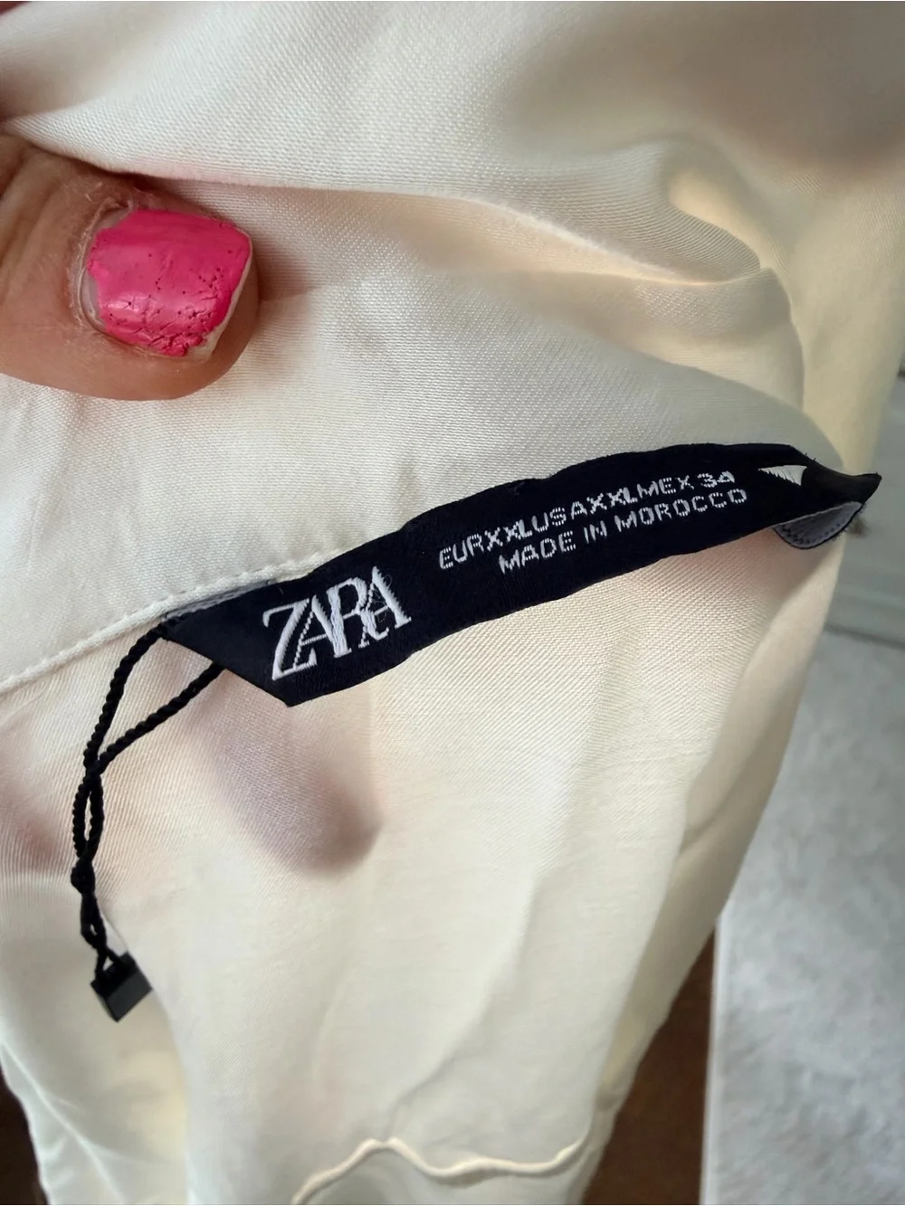 ZARA Satin Effect Button Up Long Sleeve Blouse Top Women’s Plus Size XXL New - Picture 6 of 12